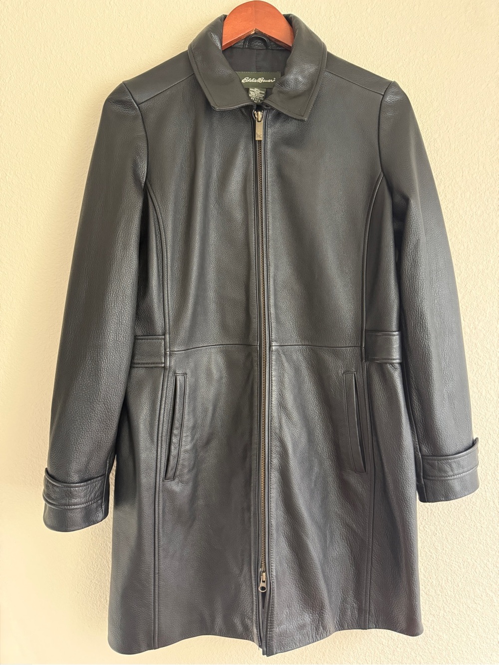 Eddie Bauer Women's Black Genuine Leather Zip-Up Jacket Size M P